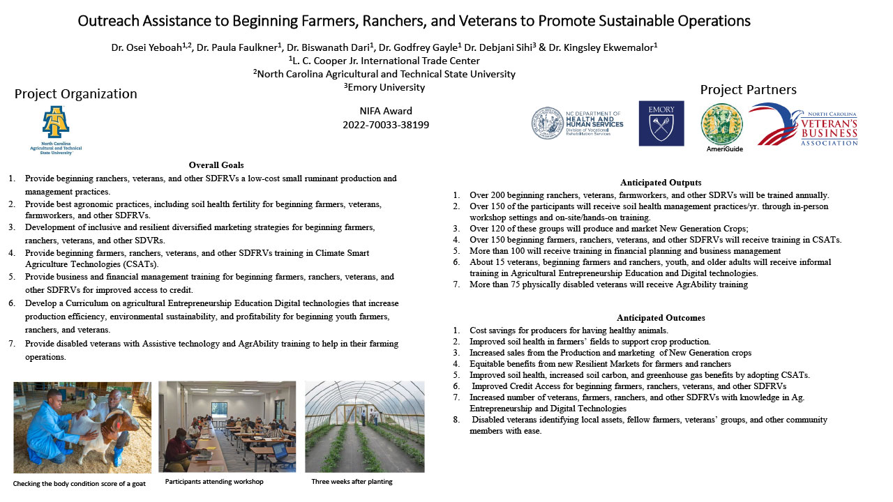 Outreach Assistance to Beginning Farmers, Ranchers, and Veterans to Promote Sustainable Operations and Productivity poster