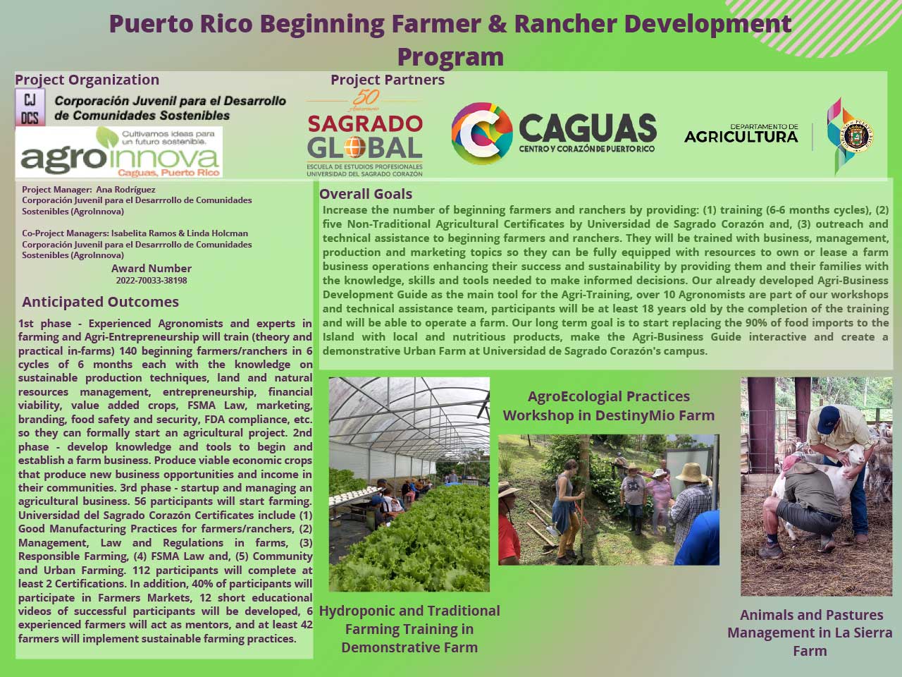 Provide training (theorIcal and practical), education, outreach and technical assistance poster